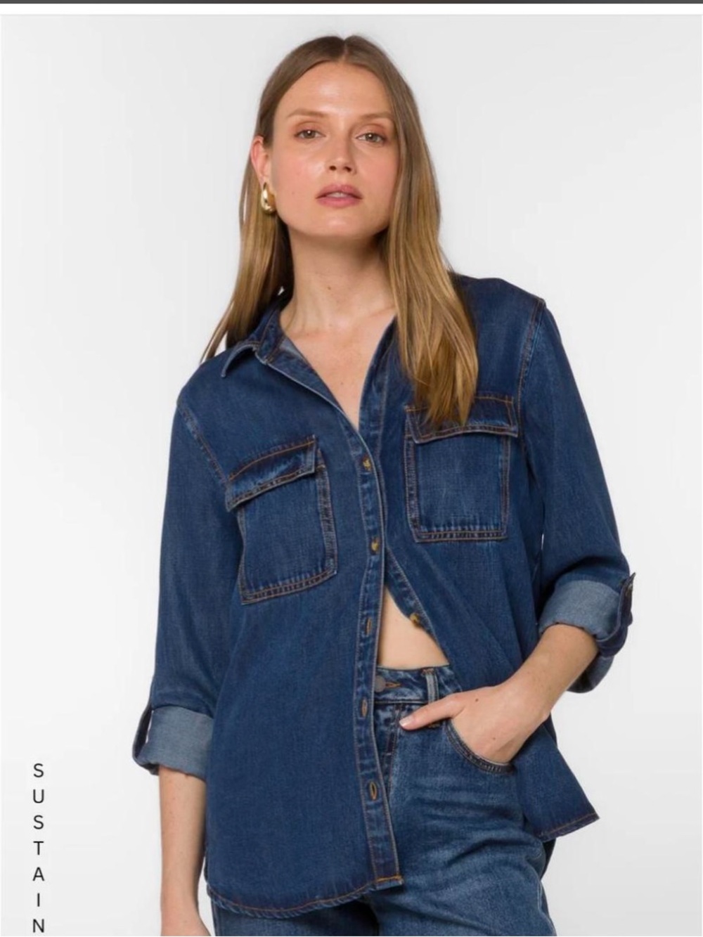 Velvet Heart Indigo Denim Button-Down Shirt